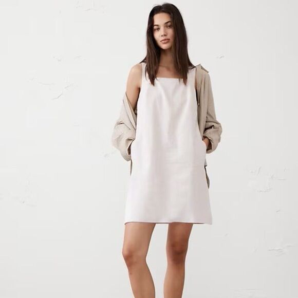 Banana Republic Factory Dresses & Skirts - NWOTBanana Republic Factory Linen Blend Square Neck Mini Shift Dress in Flax - M
